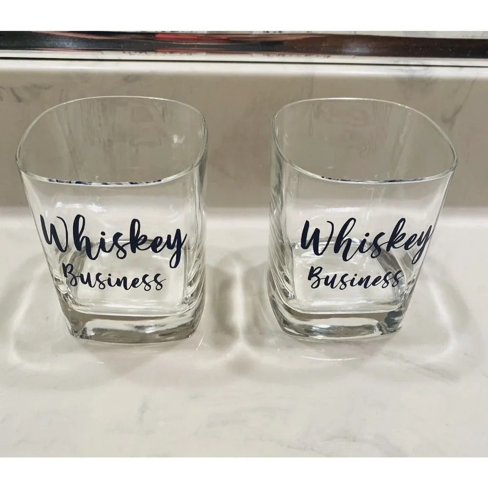 Lowball Whiskey Business Glasses, Set of 2, 10.5 oz.